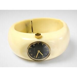 Vintage Chateau Clamper Bracelet Watch Swiss Made Analog Wide Hinged 1960s bn-1